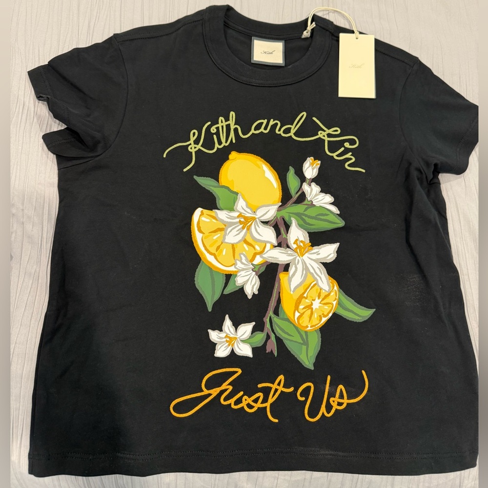 Kith Black Tee with Citrus and Mulberry Accents